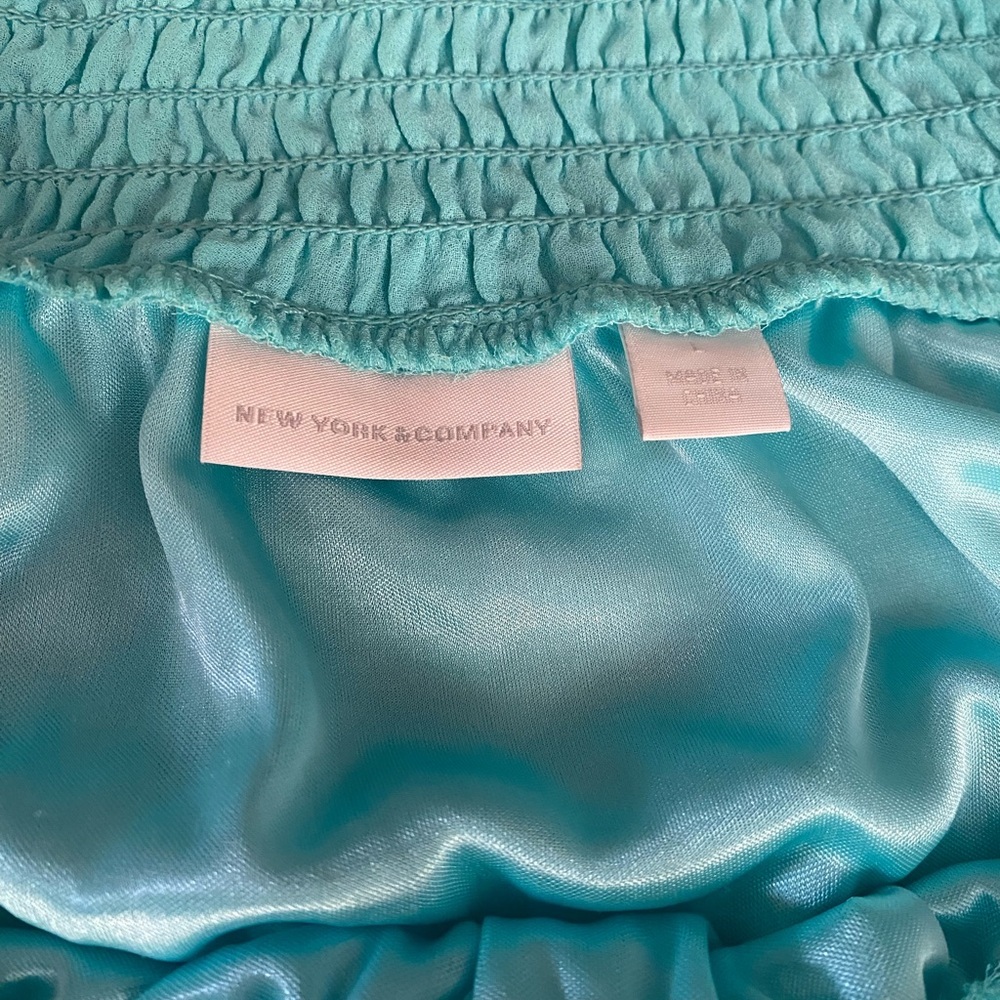 New York & Company Blue Smocked Midi Dress - Picture 9 of 14
